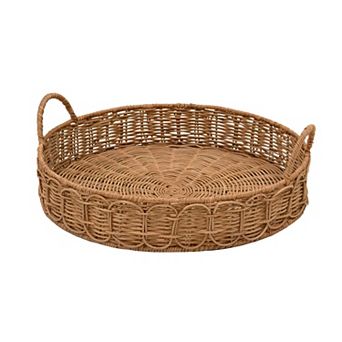 Everyday Decor Round Wicker Tray Table Decor