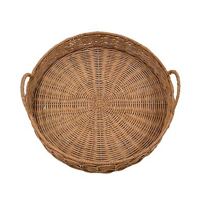 Everyday Decor Round Wicker Tray Table Decor
