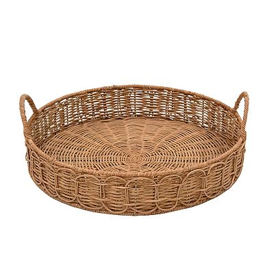 Everyday Decor Round Wicker Tray Table Decor