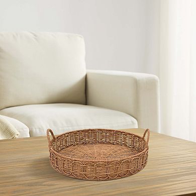 Everyday Decor Round Wicker Tray Table Decor