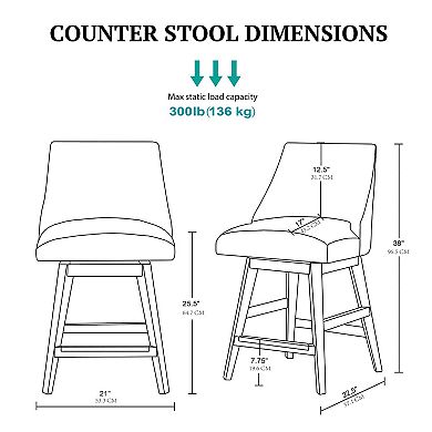 Martha Stewart Winfield Swivel Counter Stool with Upholstered Seat