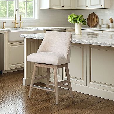 Martha Stewart Winfield Swivel Counter Stool with Upholstered Seat