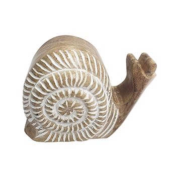 Everyday Decor Snail-Shaped Wood Bowl Table Decor