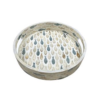 Everyday Decor Round Capiz Fish Tray Table Decor