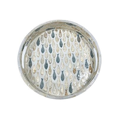 Everyday Decor Round Capiz Fish Tray Table Decor