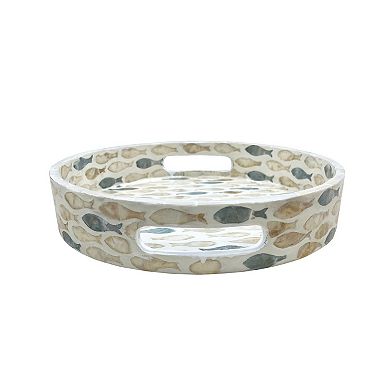 Everyday Decor Round Capiz Fish Tray Table Decor