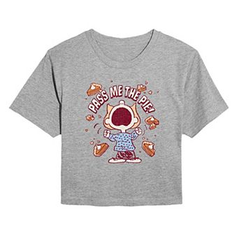 Juniors' Peanuts Sally Pass Me The Pie! Cropped Tee