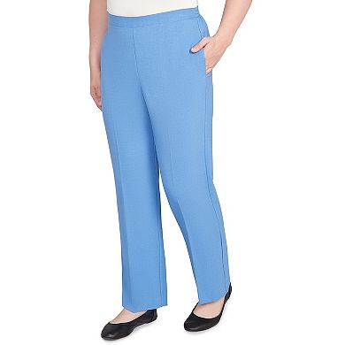 Petite Alfred Dunner Textured Pull-On Elastic Medium Length Pants