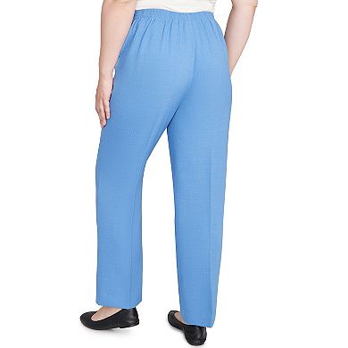 Petite Alfred Dunner Textured Pull-On Elastic Medium Length Pants