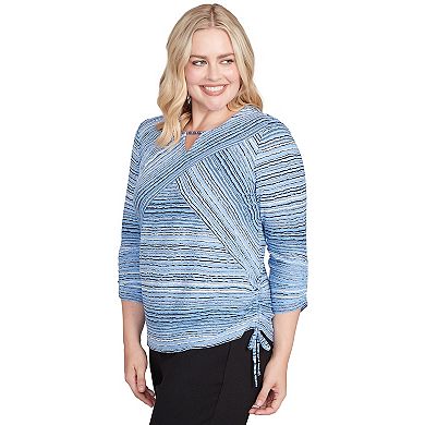 Petite Alfred Dunner Spliced Textured Stripe Knit Top