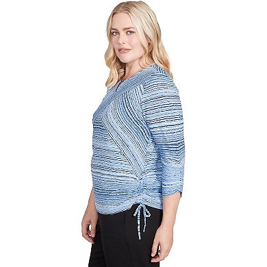 Petite Alfred Dunner Spliced Textured Stripe Knit Top
