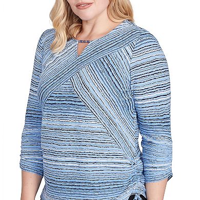Petite Alfred Dunner Spliced Textured Stripe Knit Top