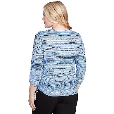 Petite Alfred Dunner Spliced Textured Stripe Knit Top