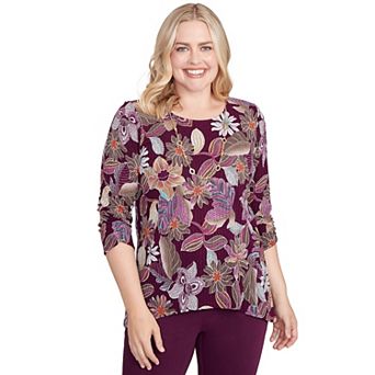 Petite Alfred Dunner Batik Floral Melange Printed Top
