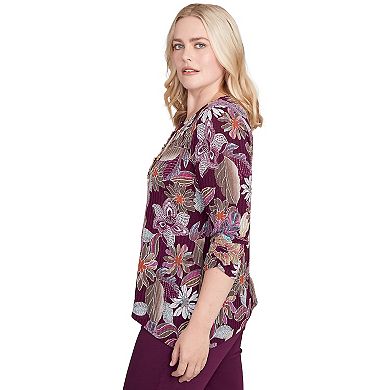 Petite Alfred Dunner Batik Floral Melange Printed Top