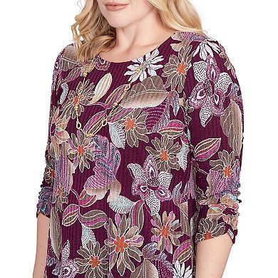 Petite Alfred Dunner Batik Floral Melange Printed Top