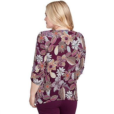Petite Alfred Dunner Batik Floral Melange Printed Top