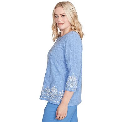 Petite Alfred Dunner Medallion Bordered Top with Necklace