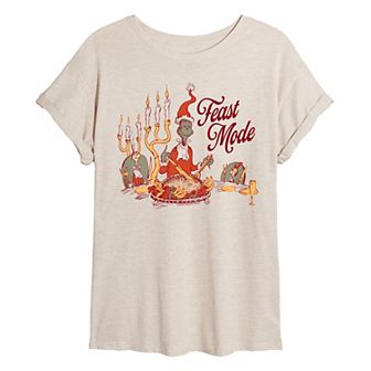 Juniors' Dr. Seuss The Grinch Feast Mode Oversized Tee