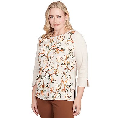 Petite Alfred Dunner Textured Scroll Embroidered Top