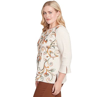 Petite Alfred Dunner Textured Scroll Embroidered Top