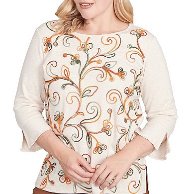 Petite Alfred Dunner Textured Scroll Embroidered Top