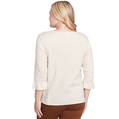 Petite Alfred Dunner Textured Scroll Embroidered Top
