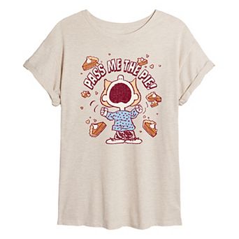 Juniors' Peanuts Sally Pass Me The Pie! Oversized Tee