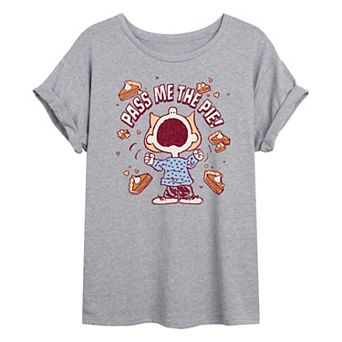 Juniors' Peanuts Sally Pass Me The Pie! Oversized Tee