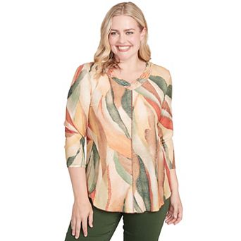 Petite Alfred Dunner Stained Glass Shimmer V-Neck Top