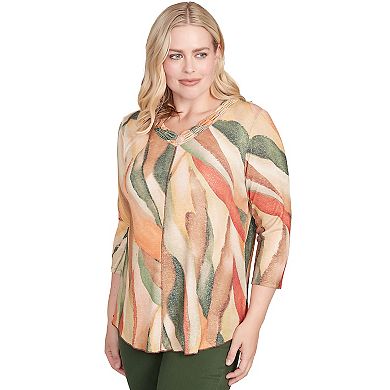 Petite Alfred Dunner Stained Glass Shimmer V-Neck Top