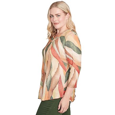 Petite Alfred Dunner Stained Glass Shimmer V-Neck Top