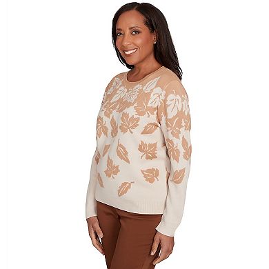 Petite Alfred Dunner Falling Leaf Long Sleeve Sweater