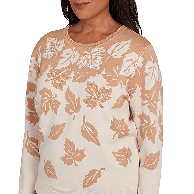 Petite Alfred Dunner Falling Leaf Long Sleeve Sweater