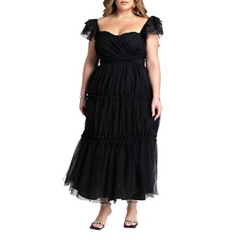 ELOQUII Women's Plus Size Fluttery Tiered Dress