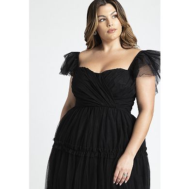 ELOQUII Women's Plus Size Fluttery Tiered Dress