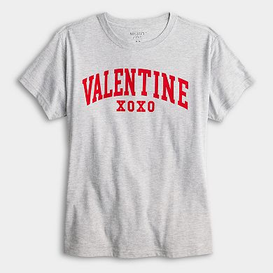 Juniors' Valentine XOXO Short Sleeve Graphic Tee