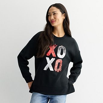 Women’s Valentine's Day XOXO Sequin Fleece Pullover