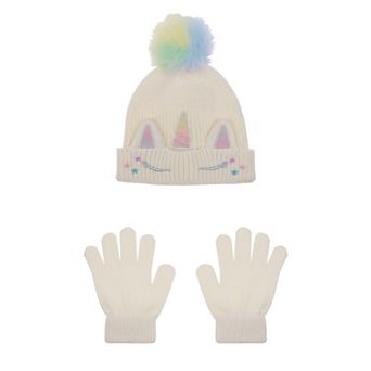 Girls 4-16 Elli by Capelli Unicorn Beanie & Gloves Matching Set