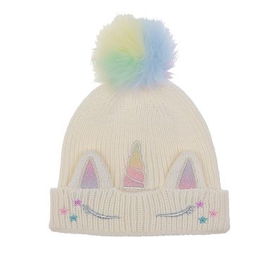 Girls 4-16 Elli by Capelli Unicorn Beanie & Gloves Matching Set