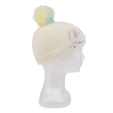 Girls 4-16 Elli by Capelli Unicorn Beanie & Gloves Matching Set