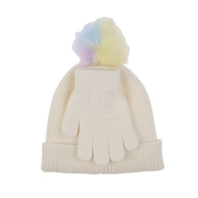 Girls 4-16 Elli by Capelli Unicorn Beanie & Gloves Matching Set