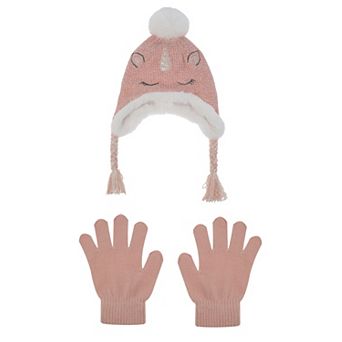 Girls 4-16 Elli by Capelli Unicorn Earflap Hat & Gloves Set