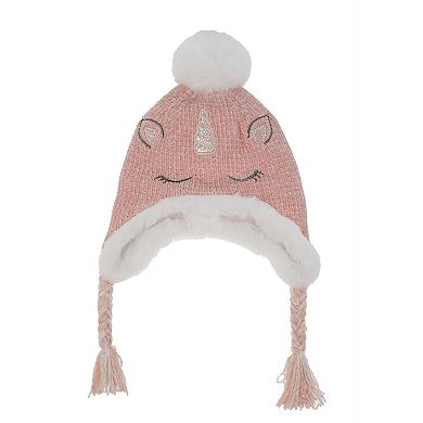 Girls 4-16 Elli by Capelli Unicorn Earflap Hat & Gloves Set