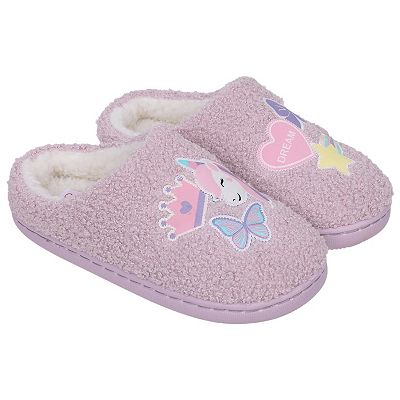 Capelli Faux Berber Girls Slip-On Slippers With Multi Layered