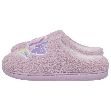 Capelli Faux Berber Girls Slip-On Slippers With Multi Layered Dreamy Unicorn Patches