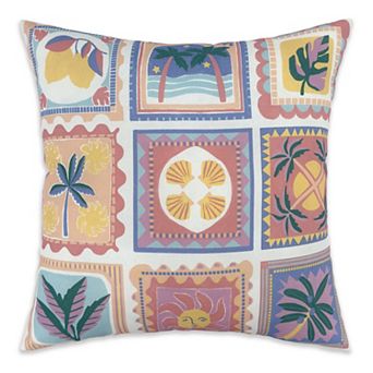 Sonoma Goods For Life® Pink Tropical Tiles Indoor / Outdoor Throw Pillow