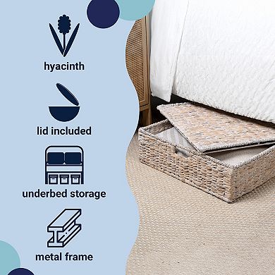 Holden 30" Classic Costal Hand-Woven Hyacinth Wicker Under Bed Storage Basket with Lid