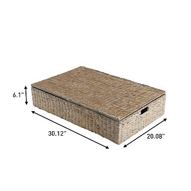 Holden 30" Classic Costal Hand-Woven Hyacinth Wicker Under Bed Storage Basket with Lid