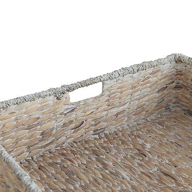 Holden 30" Classic Costal Hand-Woven Hyacinth Wicker Under Bed Storage Basket with Lid